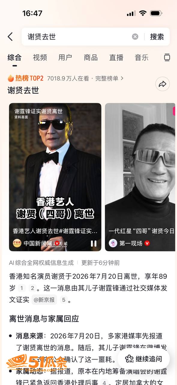 谢贤去世 享年89岁相关图片10